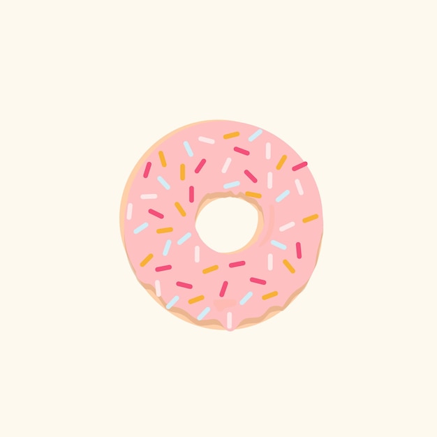 donut geïsoleerd op witte achtergrond Cartoon vectorillustratie roze donut Vector flat