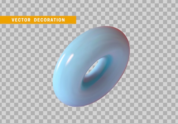 Donut geïsoleerd. Torus met blauw kleurverloop. 3D-objecten, ronde ringvorm. vectorillustratie