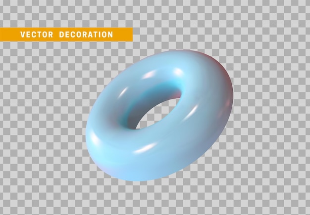 Donut geïsoleerd. Torus met blauw kleurverloop. 3D-objecten, ronde ringvorm. vectorillustratie