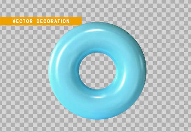 Donut geïsoleerd. Torus met blauw kleurverloop. 3D-objecten, ronde ringvorm. vectorillustratie