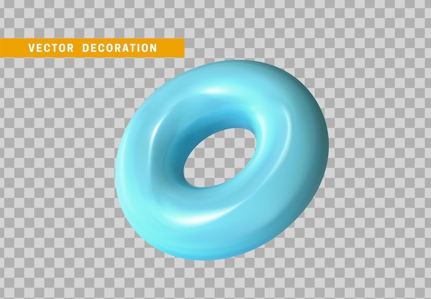 Donut geïsoleerd. Torus met blauw kleurverloop. 3D-objecten, ronde ringvorm. vectorillustratie
