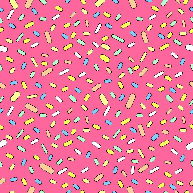 Donut glaze met sprinkles naadloos patroon lekker poster ontwerp sjabloon vector illustratie