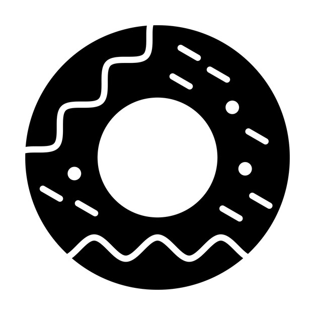 Donut Glyph Solid Black Illustration