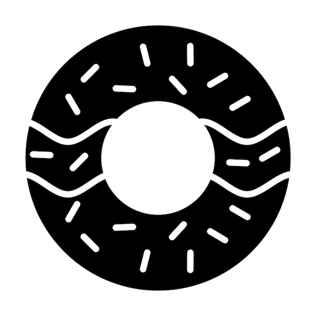 Vector donut glyph solid black illustration