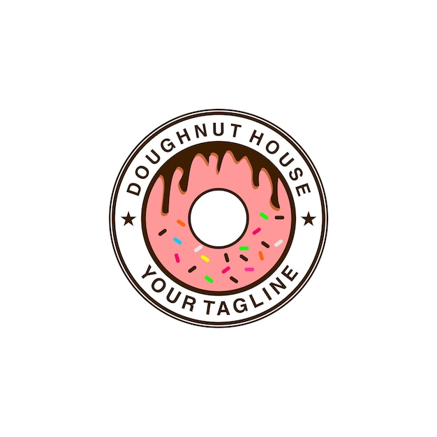 Donut huis cirkel badge vector logo ontwerp