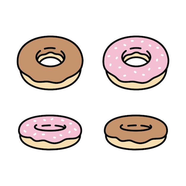 donut icon chocolate strawberry cartoon doodle