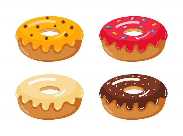 donut icon set isolated on white
