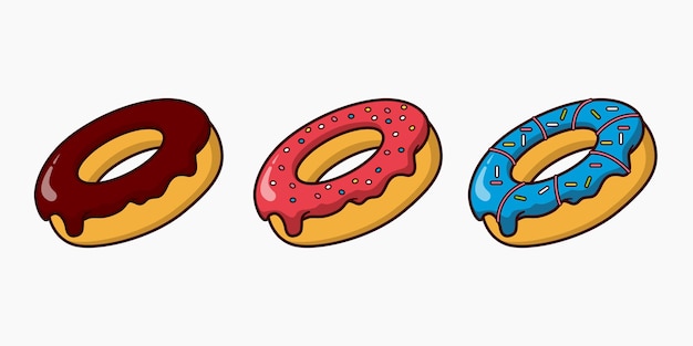 Donut illustration design with various toppings and flavors