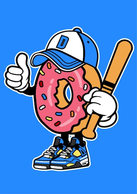 Donut illustration in hand drawn