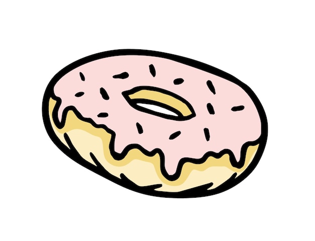 Donut is een handgetekende bakkerij-element vector doodle schets