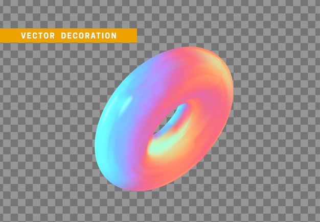 Vector donut isolated. torus with colorful hologram chameleon color gradient. abstract 3d objects, round ring tor shape. vector illustration