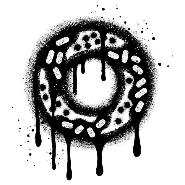 donut logo in urban graffiti style with black spray paint vector illustration