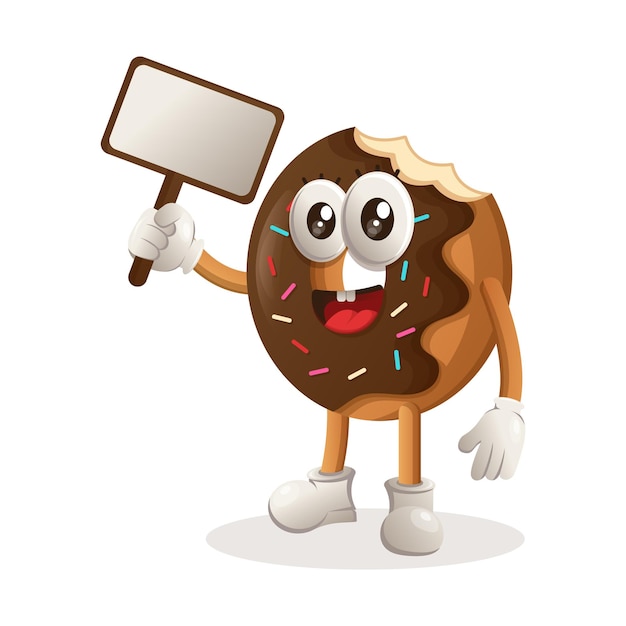 Donut mascot design holding billboards