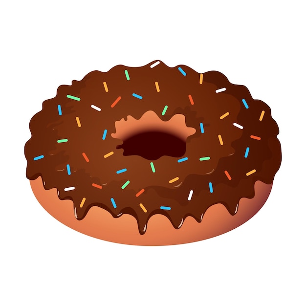 Donut met Chocolade Glaze Vector Illustratie - Zoet Dessert Chocolade Strooi Donut.