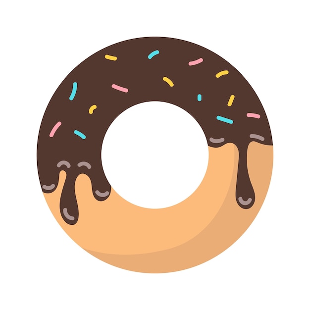 Donut met chocolade semi-egale kleur vectorobject