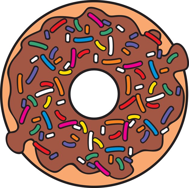 Vector donut met chocoladeglazuur en hagelslag