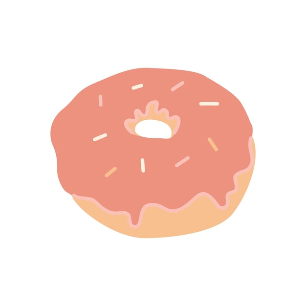 Donut met roze glazuur Vector hand getekende illustratie