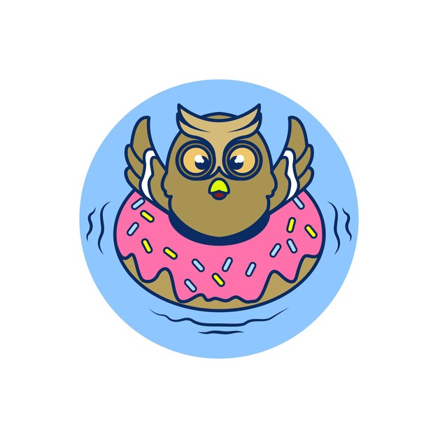 Vector donut met uil ontwerpvector