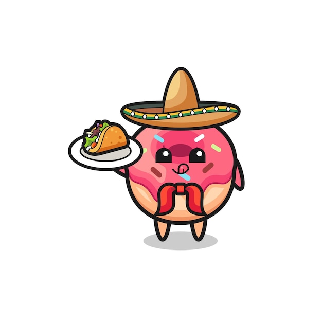 Donut Mexicaanse chef-kok mascotte met een schattig taco-ontwerp
