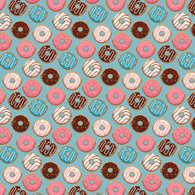 Vector donut naadloos pixelpatroon