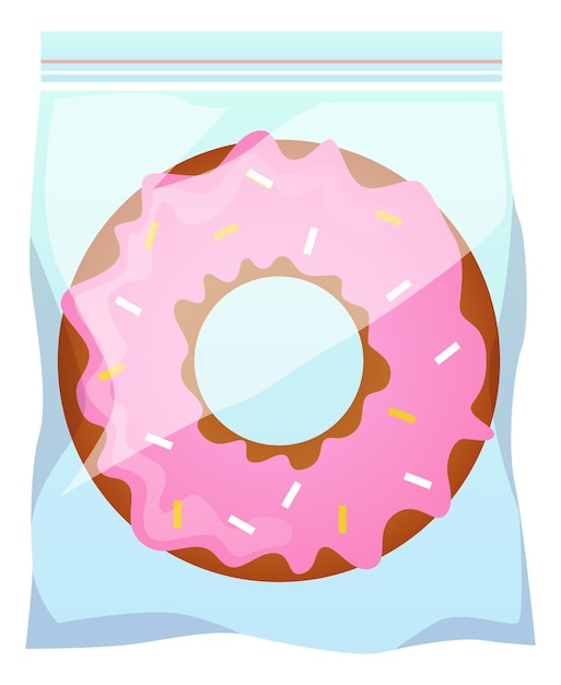 Donut pack icon Sweet dessert in plastic bag