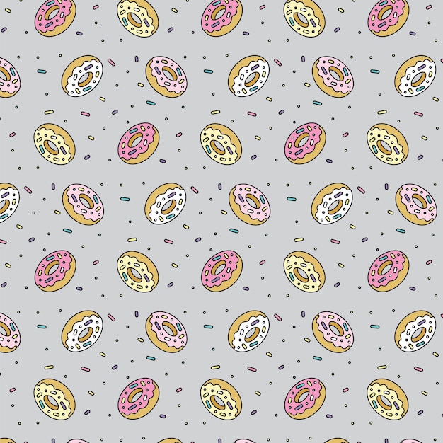 Donut pattern vector gray pink