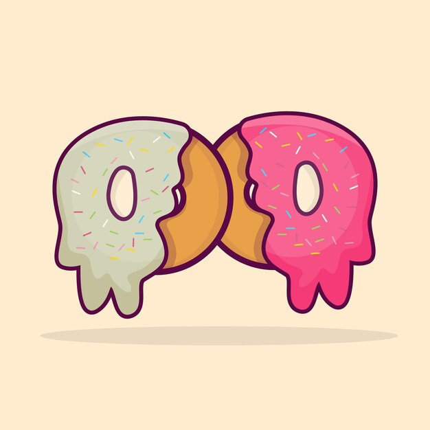 Donut pictogram illustratie geïsoleerde vector cartoon stijl voedsel conceptontwerp geschikt voor web bestemmingspagina banner sticker achtergrond poster