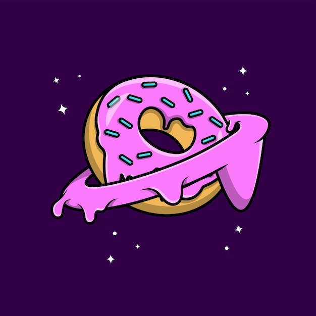 Donut Planeet Cartoon Vector Pictogram Illustratie