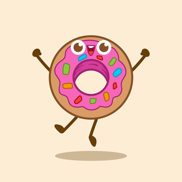 Donut schattig karakter cartoon voedsel illustratie