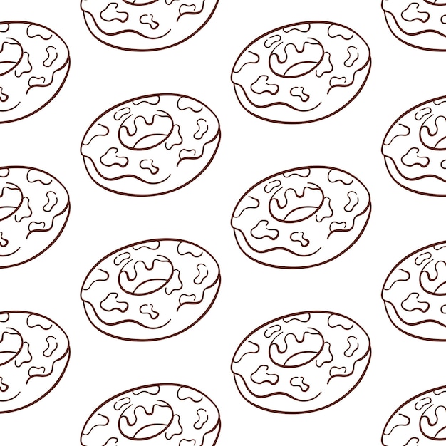 Donut seamless pattern in line art style simple hand drawn wallpaper for design restaurant delivery