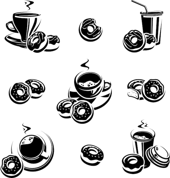 Donut set Donuts collection icons and elements Vector