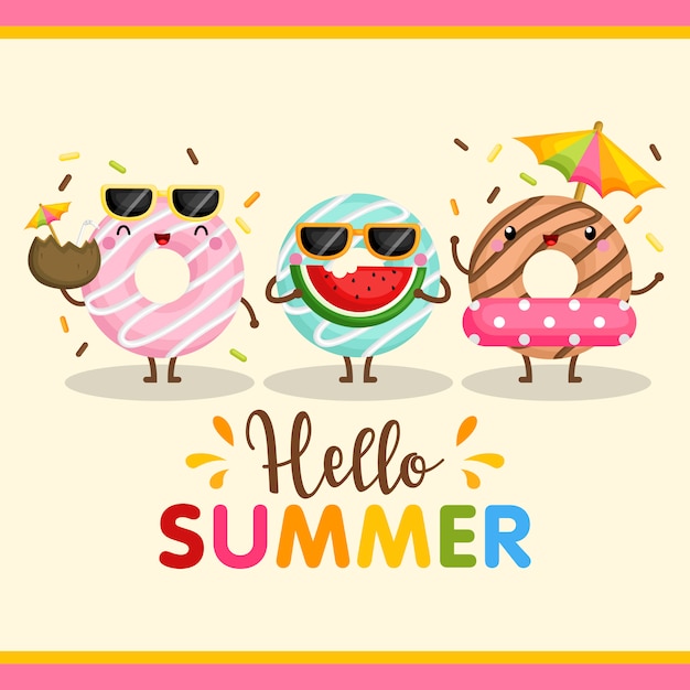 Vettore donut summer card