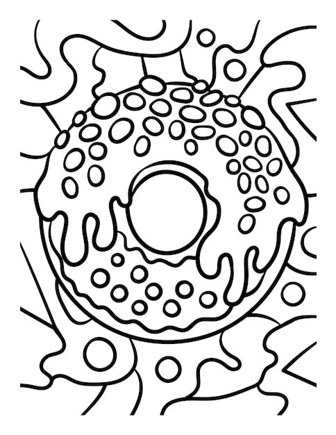 Donut sweet food coloring page for kids