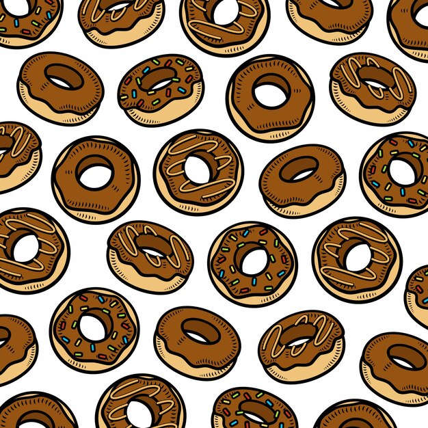 Donut texture background. Collection icons donuts. Vector illustration