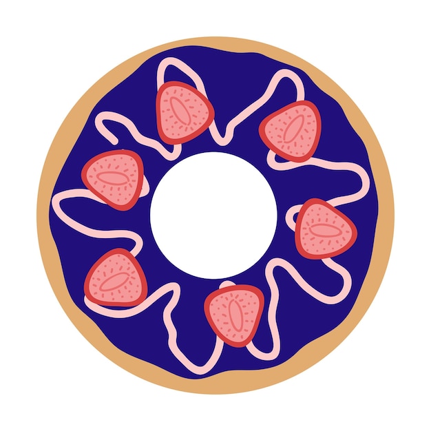 Векторная иллюстрация пончиков Сладкие пончики с сахарной глазурью Вид сверху на пончики Кондитерский десерт