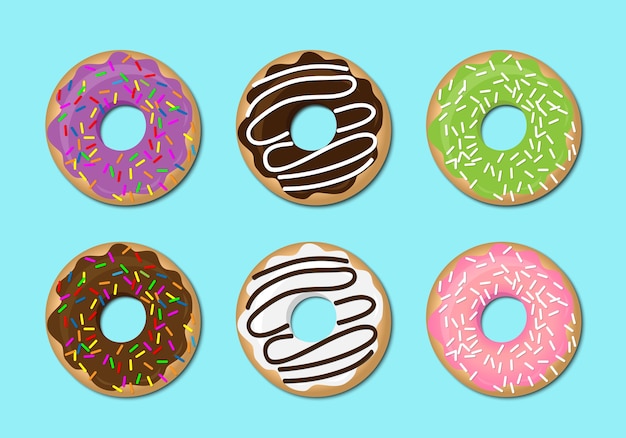 Vector donut vector set isolated