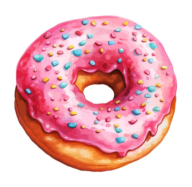 Vettore donut acquarello clipart vettore