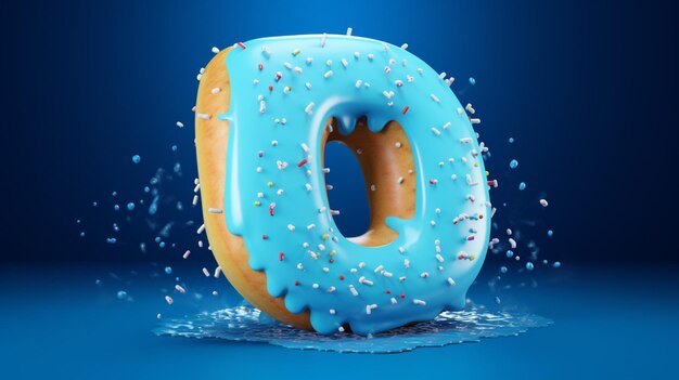 Vector a donut with blue icing and the letter o on it