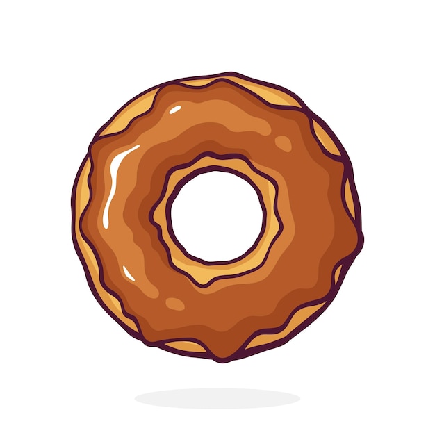 Donut with Chocolate Glaze Vector illustration Dessert Street Food Hand Drawn Vector Illustration