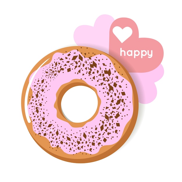 Vector donut with cute hearts