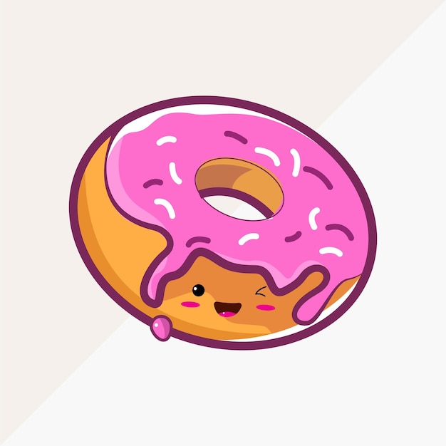 Vector donut with kawaii face design