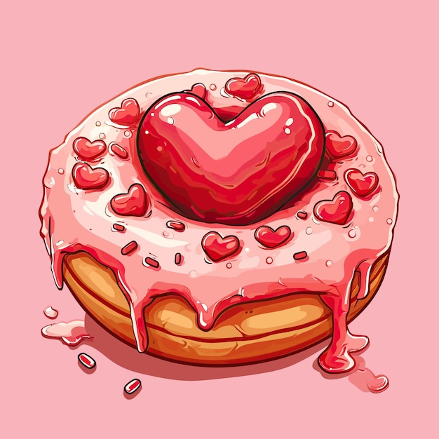 Donut with Topping Shaped Love Vector