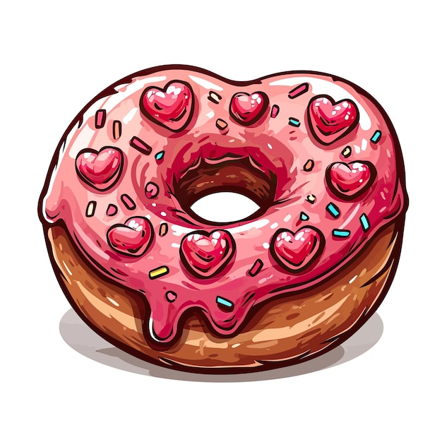 Donut with topping shaped love vector