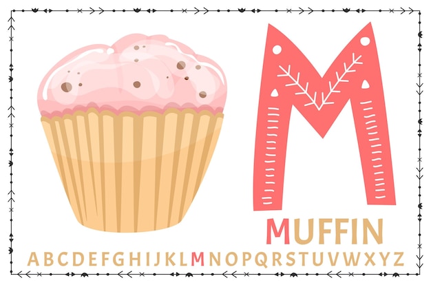 Алфавит пончиков Буквы и цифры шрифта сладкого пончика с кремовой глазурью Мультяшный запеченный и шоколадный глазурованный тип Десерт abc векторный модный набор M Muffin
