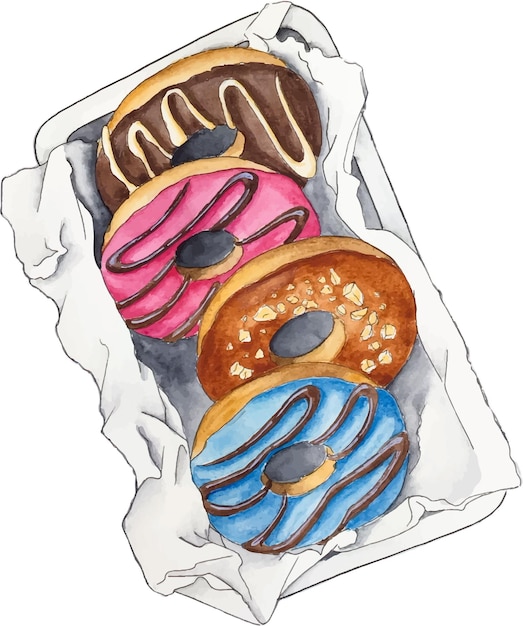 Donuts aquarel vector