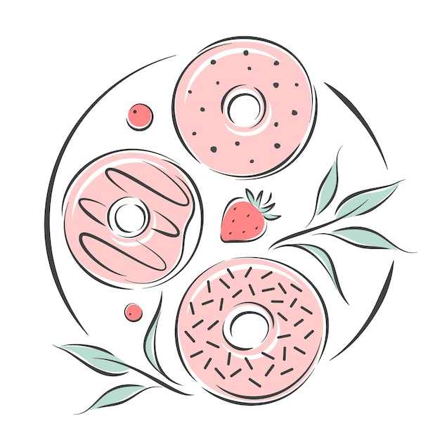 Vector donuts and berries logo pastry and bread shop