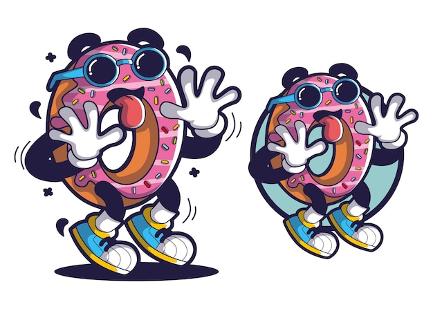 Vector donuts cartoon character mascot illustration