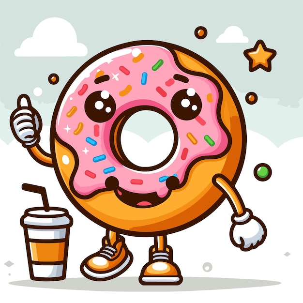 donuts character and soft drink character