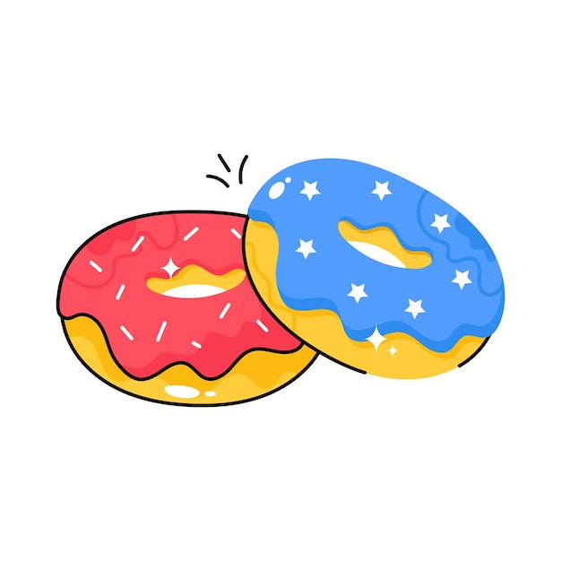 Donuts doodle vector outline icon EPS 10 file