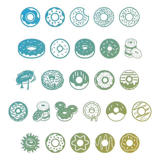 Vector donuts items gradient effect photo jpg vector set